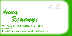 anna remenyi business card